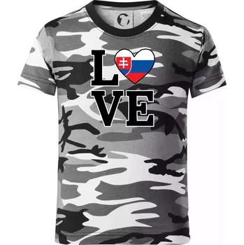 Chlapecké tričko Love Slovenská vlajka - Dětské maskáčové triko - 134 cm/8 let ( Šedý maskáč )