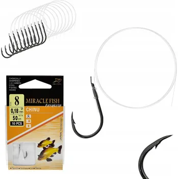 Rybářský háček Háček Miracle Fish CHINU s návazcem, velikost 8, pro lov ze dna/splávku, 10 ks