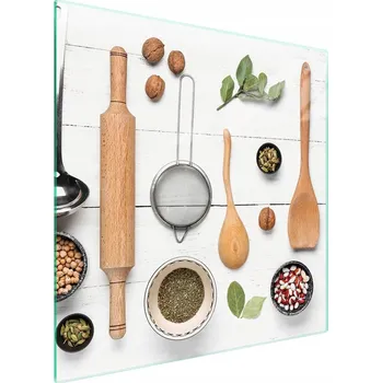 Obraz Skleněná ochranná deska na sporák 50x52 Lžíce