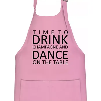 Kuchyňská zástěra Time to drink Champagne - Dětská zástěra na vaření - Univerzální velikost ( Růžová )