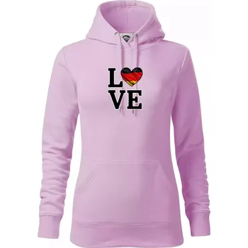 Dámská mikina Love Německá vlajka - Mikina dámská Cape s kapucí - S ( Orchid )