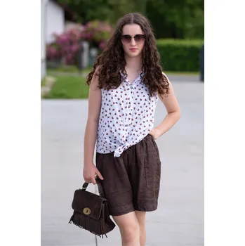 Dámská halenka Košile s vázáním bez rukávu SRDCE 4537 barva: bílá