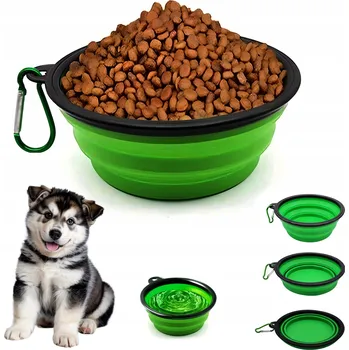 Miska pro psa Skládací (cestovní) silikonová láhev Tojato zelená 1 l