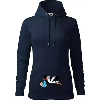 Dámská mikina Čáp a miminko - kluk (Hana-creative) - Mikina dámská Cape s kapucí - 2XL ( Námořní modrá (velmi tmavá - téměř černá) )