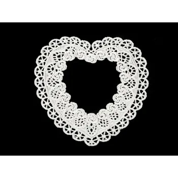 Nášivka Textilní aplikace / nášivka krajkové srdce - Off White