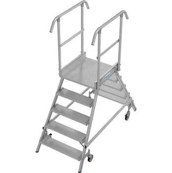 Žebřík Hliníkový plošinový žebřík, pojízdný, 2 x 5 příček, oboustranný, dle EN 131-7