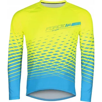 Force Pánské MTB tričko s dlouhým rukávem Angle, fluo modré, velikost M