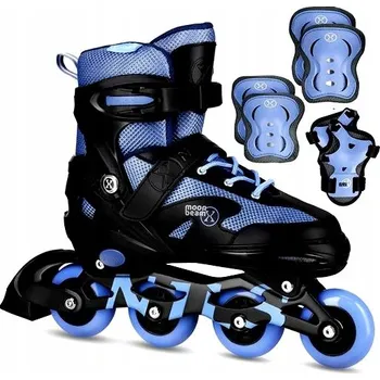 Kolečkové brusle Sada Brusle 2v1 + chrániče VEL. 35-38 Svítící LED kola s regulací