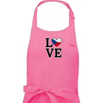 Kuchyňská zástěra Love Česká vlajka - Dámská zástěra na vaření - Univerzální velikost ( Růžová )