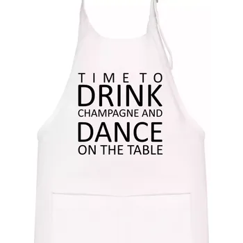 Kuchyňská zástěra Time to drink Champagne - Dětská zástěra na vaření - Univerzální velikost ( Bílá )