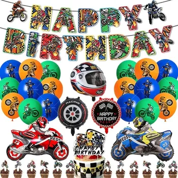 Party dekorace Set narozeninová dekorace Motorka