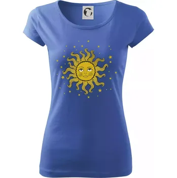 Dámské tričko Rodinný set Měsíc - slunce - hvězda (Pecka Design) - Dámské triko Pure - S ( Azurově modrá )