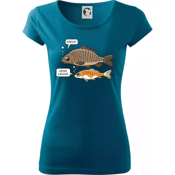 Dámské oblečení Hezké Vánoce Kapr a Koi kapr (Hana-creative) - Dámské triko Pure - S ( Petrolejová )