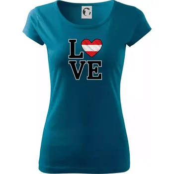Dámské oblečení Love Rakouská vlajka - Dámské triko Pure - XL ( Petrolejová )