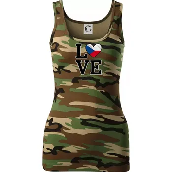 Dámské tričko Love Česká vlajka - Dámské Maskáčové tílko - M ( Hnědý maskáč )