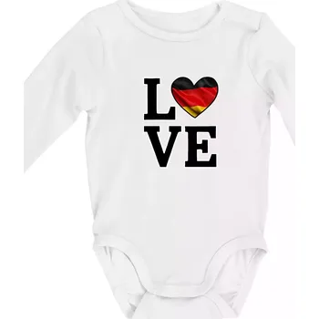 Kojenecké oblečení Love Německá vlajka - Body kojenecké s dlouhým rukávem - Dlouhý r. do 3 měs ( Bílá )