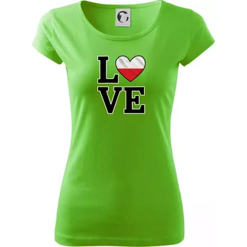 Dámské tričko Love Polská vlajka - Dámské triko Pure - XS ( Apple Green )