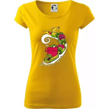 Dámské tričko Milkshake vlak kreslený (Pecka design) - Dámské triko Pure - XS ( Žlutá )