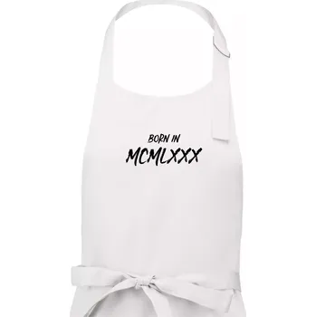 Kuchyňská zástěra Born in - Římské číslo 1980 - Dámská zástěra na vaření - Univerzální velikost ( Bílá )