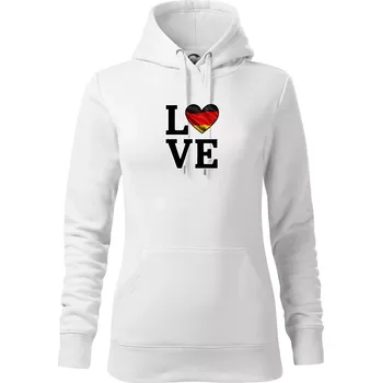 Dámská mikina Love Německá vlajka - Mikina dámská Cape s kapucí - XL ( Bílá )