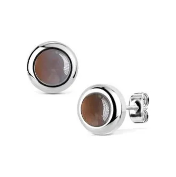 Náušnice NB013-08 Ocelové náušnice šedý Achát 8mm