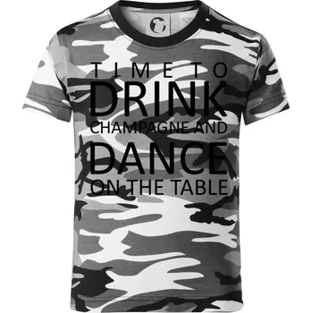 Chlapecké tričko Time to drink Champagne - Dětské maskáčové triko - 134 cm/8 let ( Šedý maskáč )