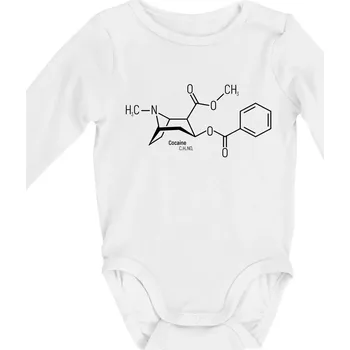 Molekulární struktura Cocaine Kokain - Body kojenecké s dlouhým rukávem - Dlouhý r. do 3 měs ( Bílá )
