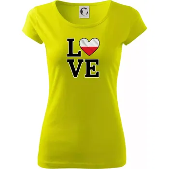 Dámské tričko Love Polská vlajka - Dámské triko Pure - S ( Limetková )