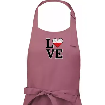 Kuchyňská zástěra Love Polská vlajka - Pánská zástěra na vaření - Univerzální velikost ( Starorůžová )