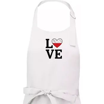 Kuchyňská zástěra Love Polská vlajka - Pánská zástěra na vaření - Univerzální velikost ( Bílá )