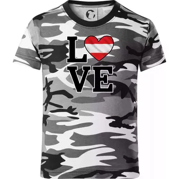 Chlapecké oblečení Love Rakouská vlajka - Dětské maskáčové triko - 104-110cm / 3-4 roky ( Šedý maskáč )