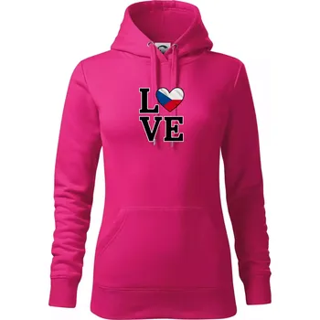 Dámská mikina Love Česká vlajka - Mikina dámská Cape s kapucí - L ( Purpurová )