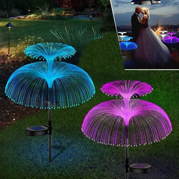 Venkovní osvětlení 2x SOLÁRNÍ LAMPA MEDÚZA LED MULTIKOLOR ZAPICHOVACÍ SVĚTLO SVĚTELNÉ VLÁKNO JELLYFISH