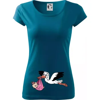 Čáp a miminko - holka (Hana-creative) - Dámské triko Pure - XS ( Petrolejová )
