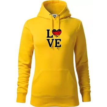 Dámská mikina Love Německá vlajka - Mikina dámská Cape s kapucí - L ( Žlutá )