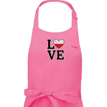 Kuchyňská zástěra Love Polská vlajka - Pánská zástěra na vaření - Univerzální velikost ( Růžová )