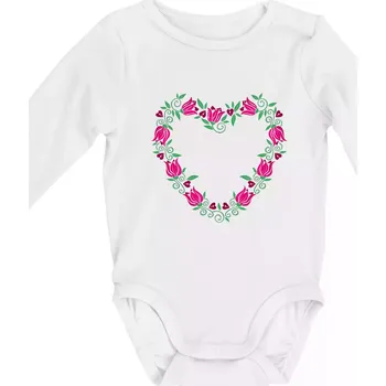 Červené tulipánové srdiečko (Pecka design) - Body kojenecké s dlouhým rukávem - Dlouhý r. 6-12 měs ( Bílá )