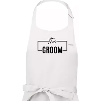 Kuchyňská zástěra Trika na rozlučku ve čtverci - The Groom - Pánská zástěra na vaření - Univerzální velikost ( Bílá )