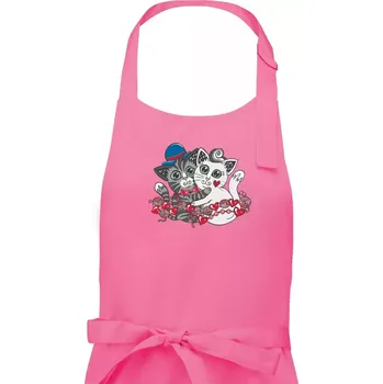 Kuchyňská zástěra Kočky v objetí (Pecka design) - Dámská zástěra na vaření - Univerzální velikost ( Růžová )