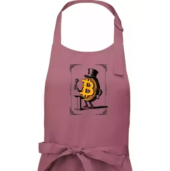 Kuchyňská zástěra Oldschool bitcoin - Pánská zástěra na vaření - Univerzální velikost ( Starorůžová )