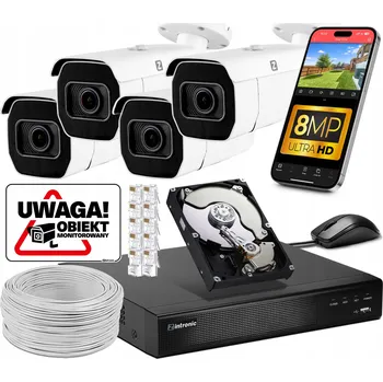 IP kamera Sada IP POE monitoringu 8MP B8 Ultimate, 4 kamery, 5x ZOOM, IP67, 60M IR