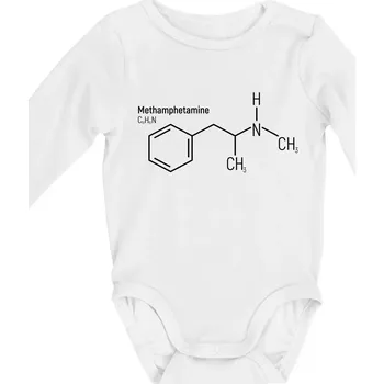 Kojenecký body Molekulární struktura Metamfetamin - Body kojenecké s dlouhým rukávem - Dlouhý r. do 3 měs ( Bílá )
