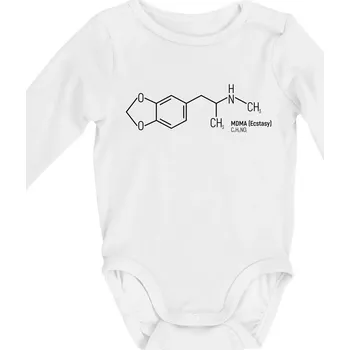 Kojenecký body Molekulární struktura MDMA Extáze - Body kojenecké s dlouhým rukávem - Dlouhý r. do 3 měs ( Bílá )