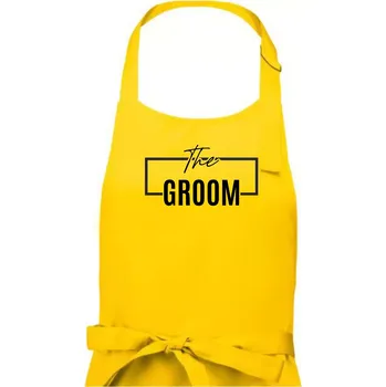 Kuchyňská zástěra Trika na rozlučku ve čtverci - The Groom - Pánská zástěra na vaření - Univerzální velikost ( Žlutá )