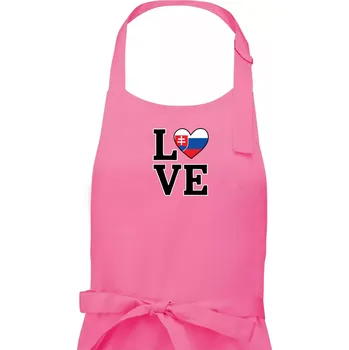 Kuchyňská zástěra Love Slovenská vlajka - Pánská zástěra na vaření - Univerzální velikost ( Růžová )