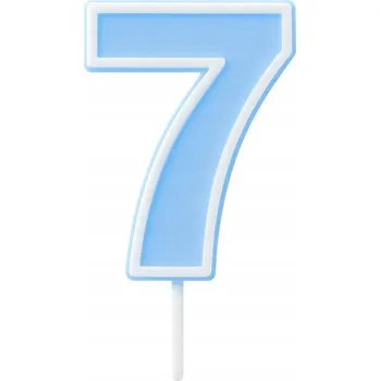 Dortová svíčka Svíčka ČÍSLICE 7, pastelově modrá - svíčky na narozeninový dort , čísla, 4 cm