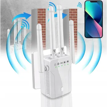Hi-Fi komponenty ZESILOVAČ Wi-Fi SIGNÁLU REPEATER VELKÝ VÝKON 300M 2.4G 4 ANTÉNY