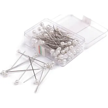 Nástroj na niť a příze Ozdobné špendlíky s perleťovou hlavičkou délka 40 mm Varianta: 1 bílá, Balení: 20 krab.