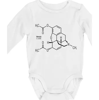 Molekulární struktura Heroin - Body kojenecké s dlouhým rukávem - Dlouhý r. 3-6 měs ( Bílá )