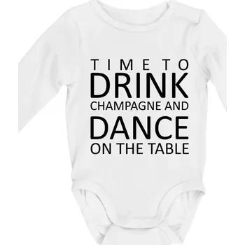 Kojenecký body Time to drink Champagne - Body kojenecké s dlouhým rukávem - Dlouhý r. do 3 měs ( Bílá )